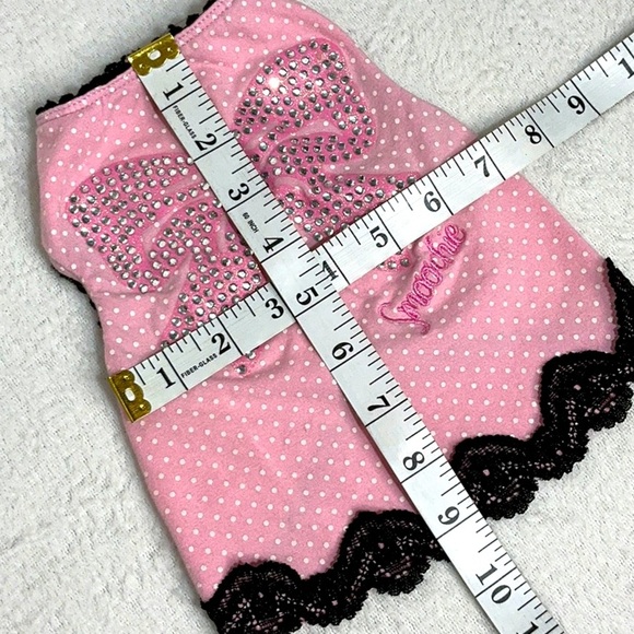 Pink Polka Dot Dog Dress with Rhinestone Bow - Picture 4 of 7